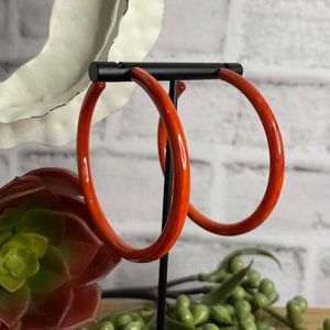 Large Resin Hoop Earrings Coral/Red